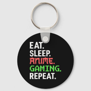 Eat Sleep Anime Gaming Wiederholung Funny Gamer An Schlüsselanhänger