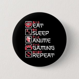 Eat Sleep Anime Gaming Wiederholung Otaku Gamer Ja Button