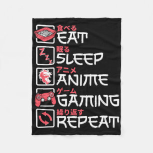 Eat Sleep Anime Gaming Wiederholung Otaku Gamer Ja Fleecedecke