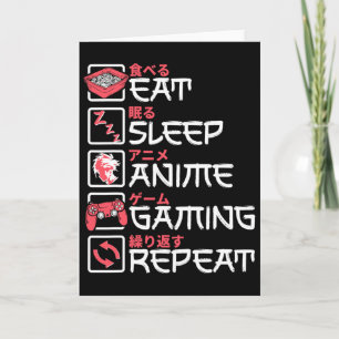 Eat Sleep Anime Gaming Wiederholung Otaku Gamer Ja Karte