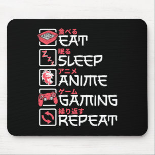 Eat Sleep Anime Gaming Wiederholung Otaku Gamer Ja Mousepad