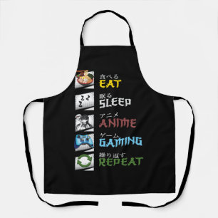 Eat Sleep Anime Gaming Wiederholung Otaku Gamer Ja Schürze