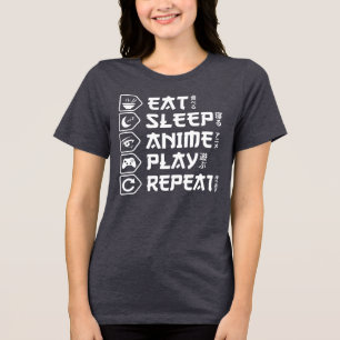 Eat Sleep Anime Play Repeat Otaku Anime Lebensstil Tri-Blend Shirt