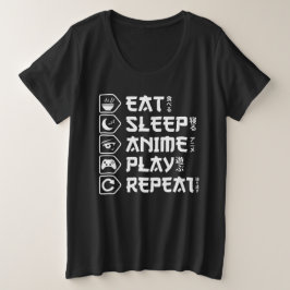 Eat Sleep Anime Play Repeat Otaku Anime Lifestyle Große Größe T-Shirt