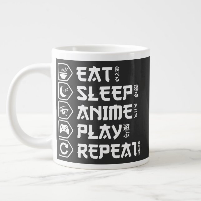 Eat Sleep Anime Play Repeat Otaku Anime Lifestyle Jumbo-Tasse (Links)