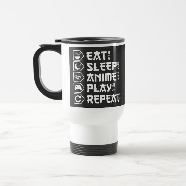 Eat Sleep Anime Play Repeat Otaku Anime Lifestyle Reisebecher (Links)
