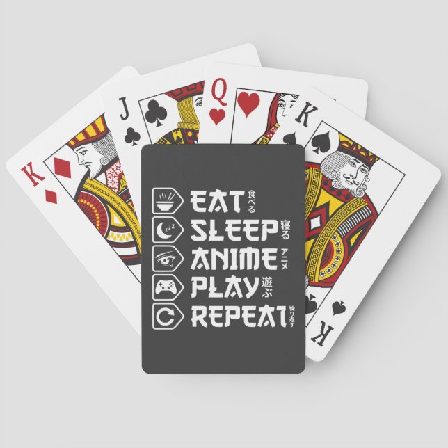 Eat Sleep Anime Play Repeat Otaku Anime Lifestyle Spielkarten (Rückseite)