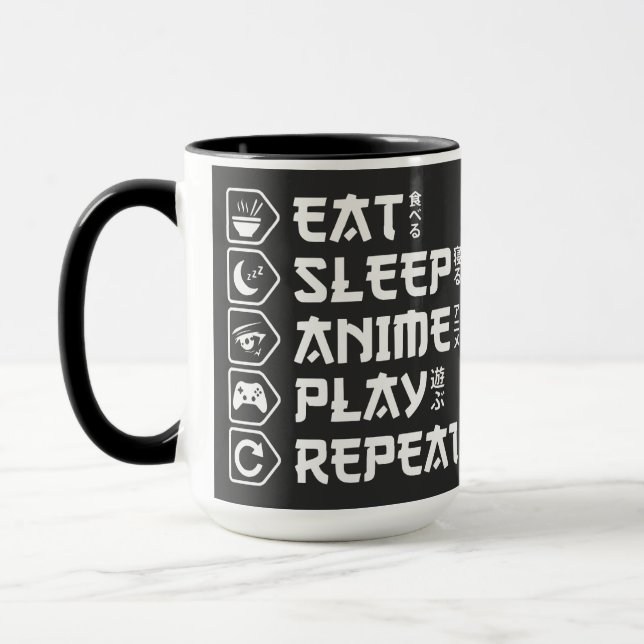 Eat Sleep Anime Play Repeat Otaku Anime Lifestyle Tasse (Links)
