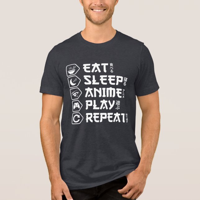 Eat Sleep Anime Play Repeat Otaku Anime Lifestyle Tri-Blend Shirt (Vorderseite)