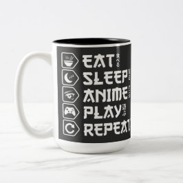 Eat Sleep Anime Play Repeat Otaku Anime Lifestyle Zweifarbige Tasse