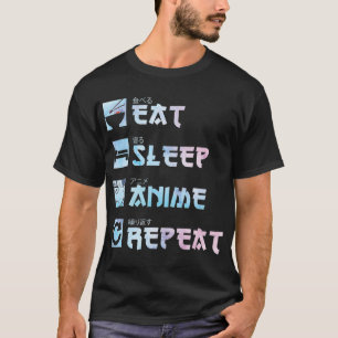 Eat Sleep Anime Repeat - Aquarellfarben Anime m T-Shirt