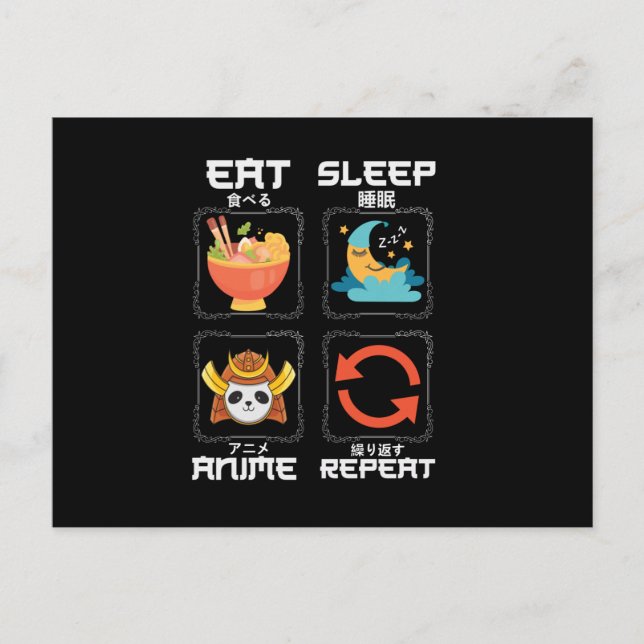 Eat Sleep Anime Repeat Cute | for Anime Lover Postkarte (Vorderseite)