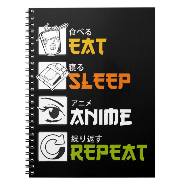 Eat Sleep Anime Repeat Gift Idea Cosplayer Notizblock (Vorderseite)