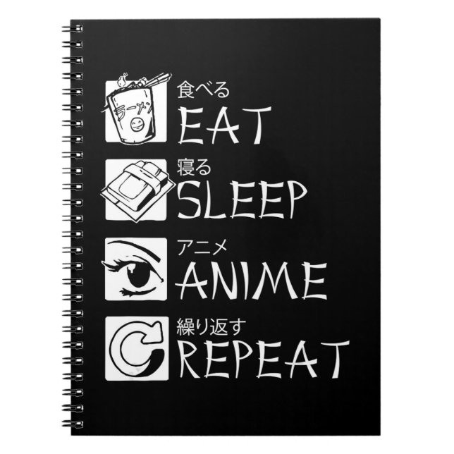 Eat Sleep Anime Repeat Gift Idea Cosplayer Notizblock (Vorderseite)