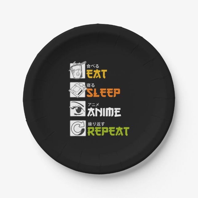 Eat Sleep Anime Repeat Gift Idea Cosplayer Pappteller (Vorderseite)
