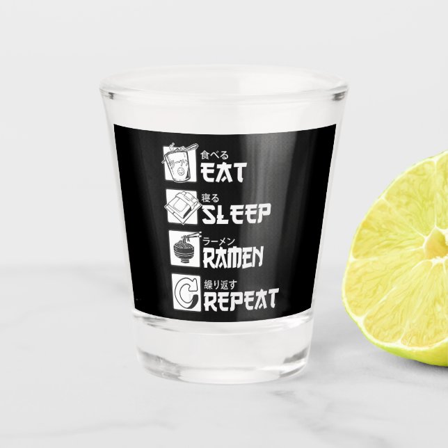 Eat Sleep Anime Repeat Gift Idea Cosplayer Schnapsglas (Vorderseite)