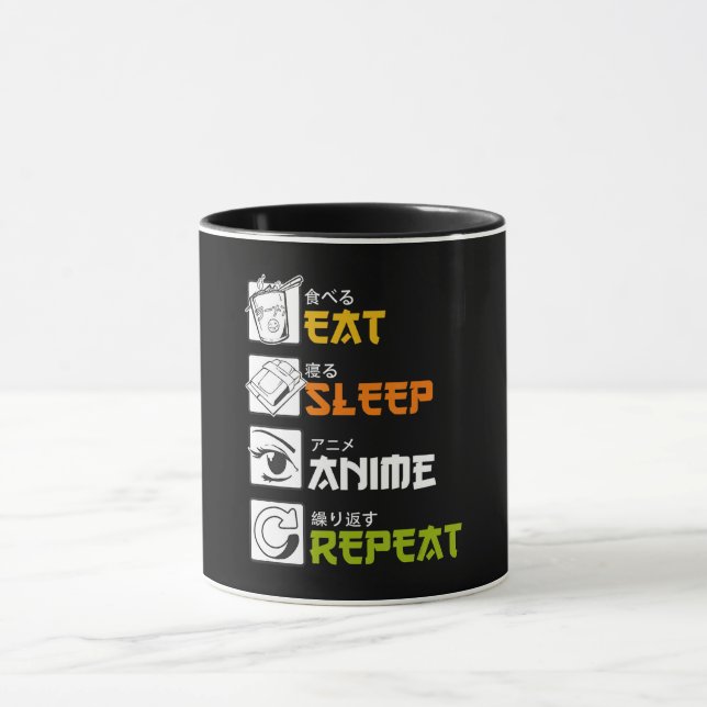 Eat Sleep Anime Repeat Gift Idea Cosplayer Tasse (Zentrum)
