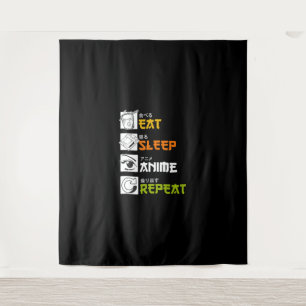 Eat Sleep Anime Repeat Gift Idea Cosplayer Wandteppich