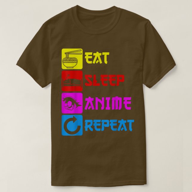 Eat Sleep Anime Repeat  Manga Japan Saying Cosplay T-Shirt (Design vorne)