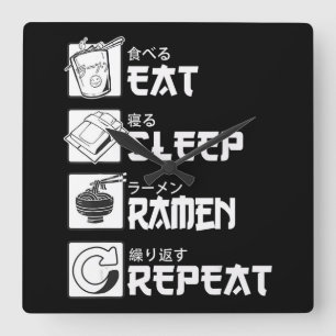 Eat Sleep Anime Wiederholen Geschenkidee Cosplayer Quadratische Wanduhr