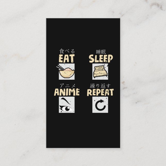 Eat Sleep Anime Wiederholung asiatische Comic Pass Visitenkarte (Vorderseite)