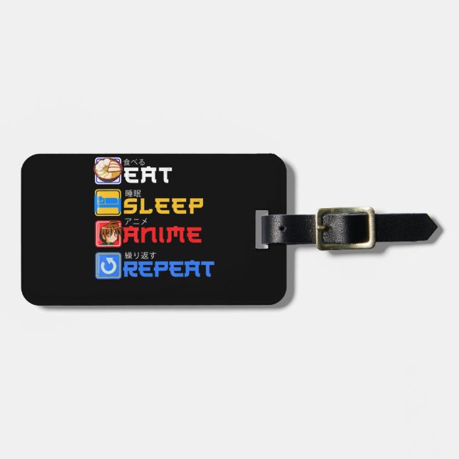 Eat Sleep Anime Wiederholung Geschenk Cosplayer Gepäckanhänger (Vorderseite horizontal)