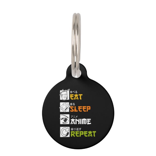 Eat Sleep Anime Wiederholung Geschenk Cosplayer Haustiermarke (Vorderseite)