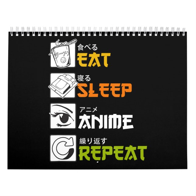Eat Sleep Anime Wiederholung Geschenk Cosplayer Kalender (Titelbild)