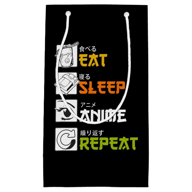 Eat Sleep Anime Wiederholung Geschenk Cosplayer Kleine Geschenktüte (Vorderseite)