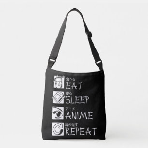 Eat Sleep Anime Wiederholung Geschenk Cosplayer Tragetaschen Mit Langen Trägern