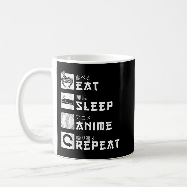 Eat Sleep Anime Wiederholung Japanisch Manga Lover Kaffeetasse (Links)