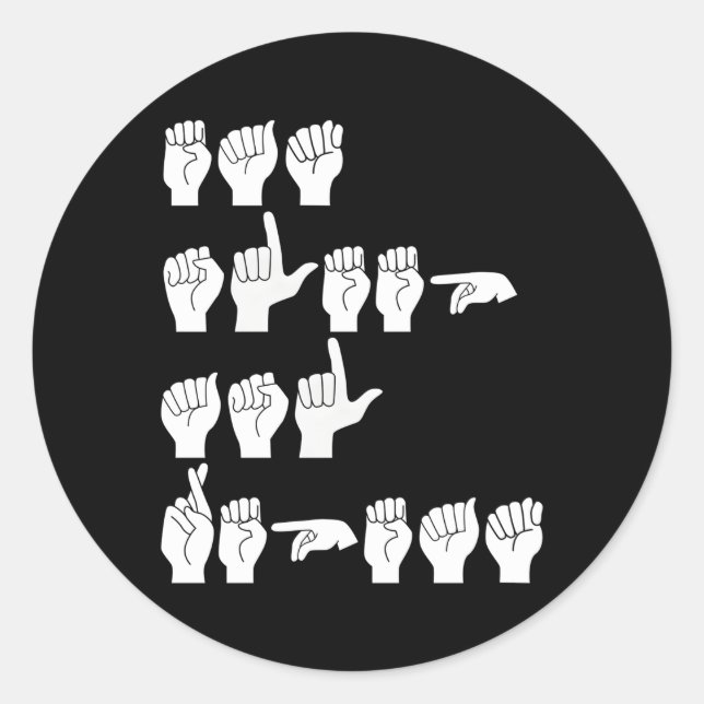 Eat Sleep Asl Wiederholen American Sign Language Runder Aufkleber (Vorderseite)