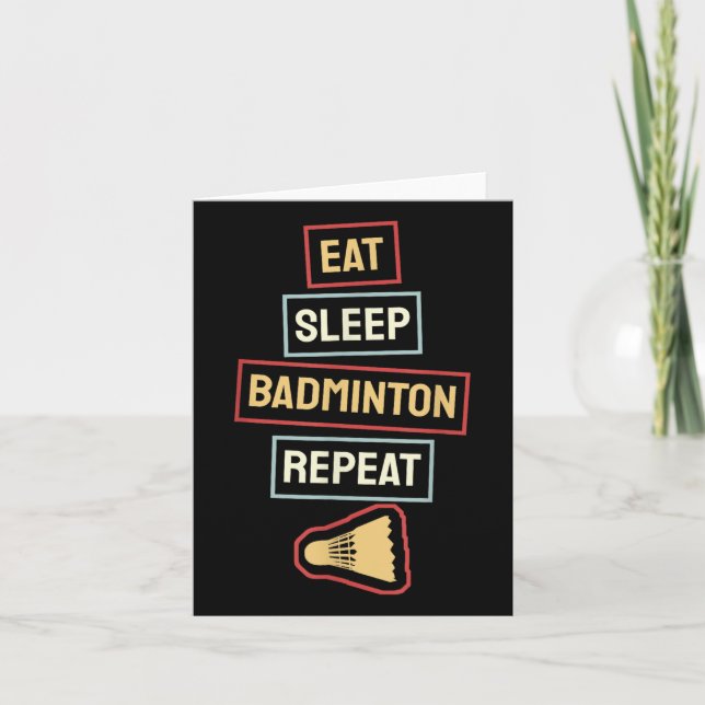 Eat Sleep Badminton Repeat Badminton Player Retro, Karte (Vorderseite)