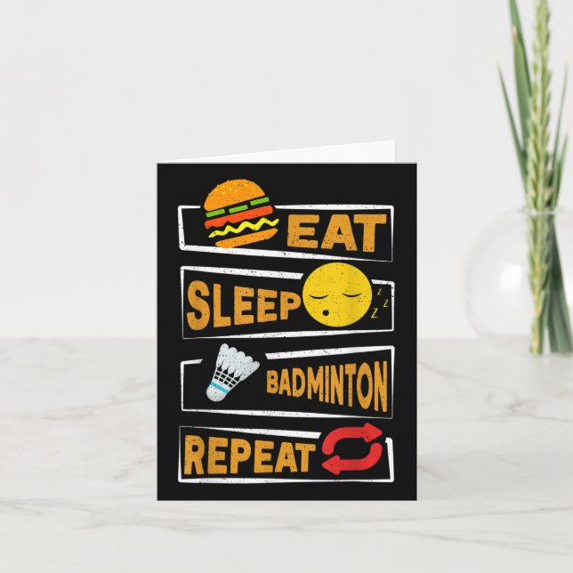 Eat Sleep Badminton Wiederholung _ Funny Badminton Karte (Vorderseite)