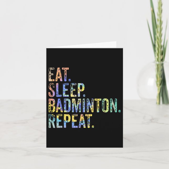 Eat Sleep Badminton Wiederholung Vintag Funny Badm Karte (Vorderseite)