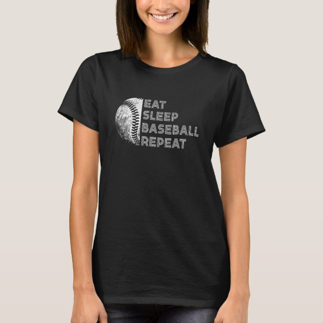 Eat Sleep Baseball Repeat Baseball Player  Basebal T-Shirt (Vorderseite)