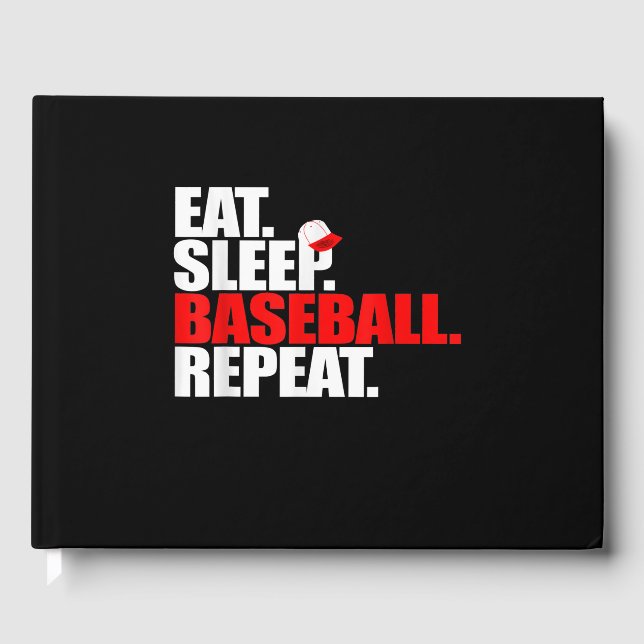 Eat Sleep Baseball Repeat Catcher Pitcher Baseball Gästebuch (Vorderseite)