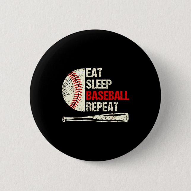 Eat Sleep Baseball Repeat Funny Baseball Player  Button (Vorderseite)