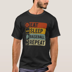 Eat Sleep Baseball Repeat Retro 60er 70er Baseball T-Shirt