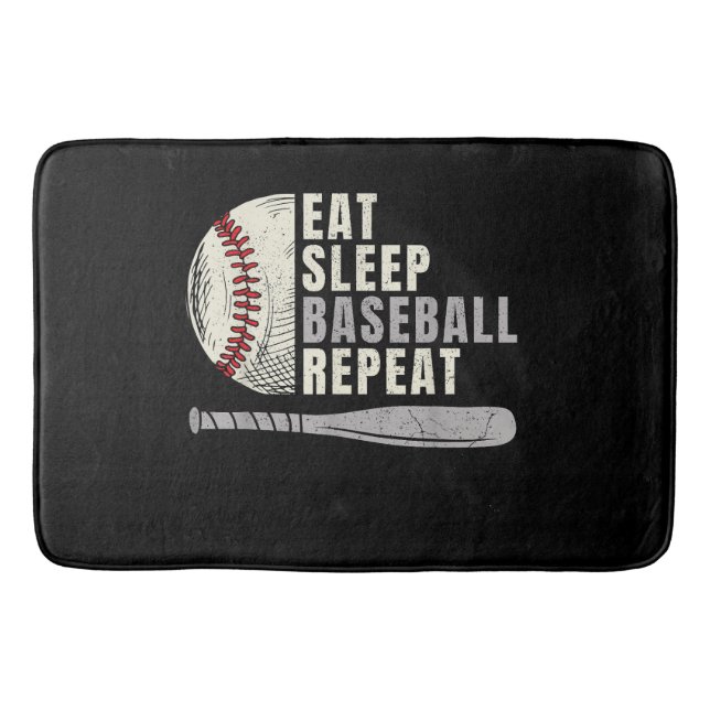 Eat Sleep Baseball Wiederholung Funny Baseball Pla Badematte (Vorderseite)