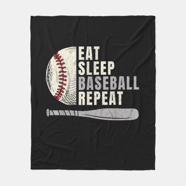 Eat Sleep Baseball Wiederholung Funny Baseball Pla Fleecedecke (Vorderseite)