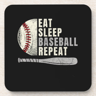 Eat Sleep Baseball Wiederholung Funny Baseball Pla Getränkeuntersetzer
