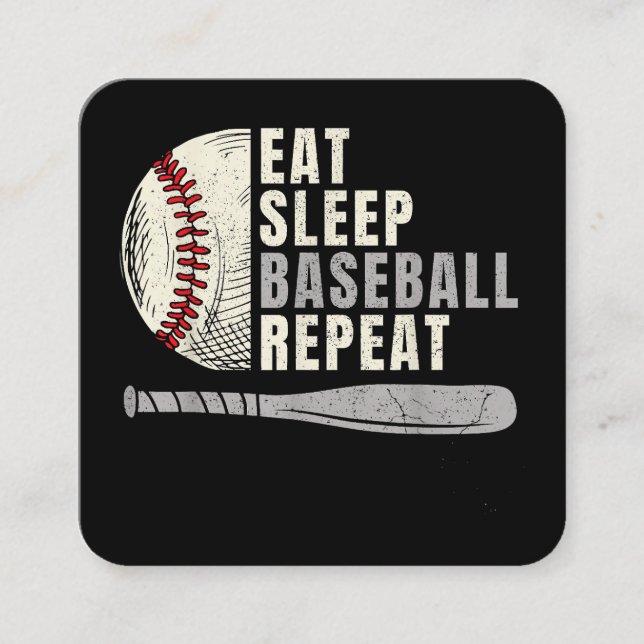 Eat Sleep Baseball Wiederholung Funny Baseball Pla Quadratische Visitenkarte (Vorderseite)