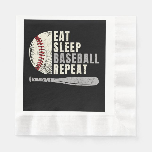 Eat Sleep Baseball Wiederholung Funny Baseball Pla Serviette (Vorderseite)