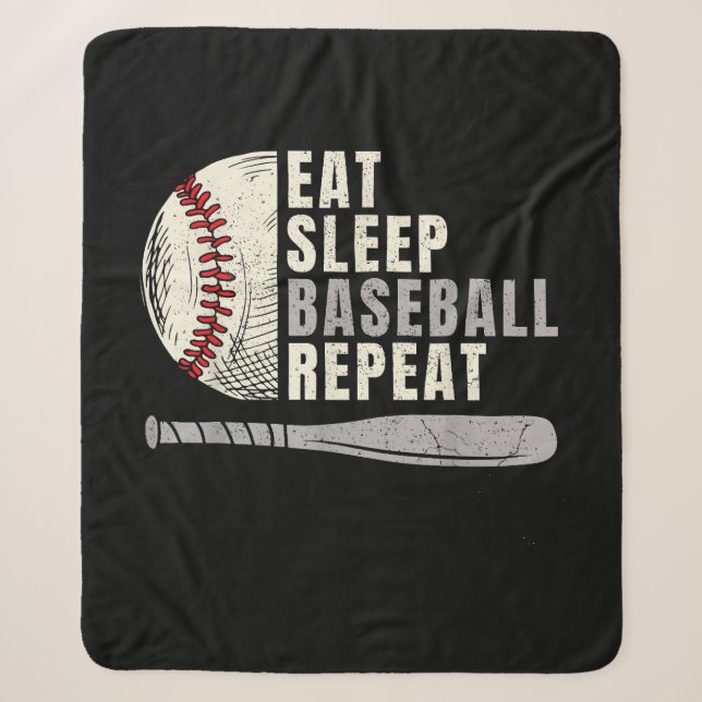 Eat Sleep Baseball Wiederholung Funny Baseball Pla Sherpadecke (Vorderseite)
