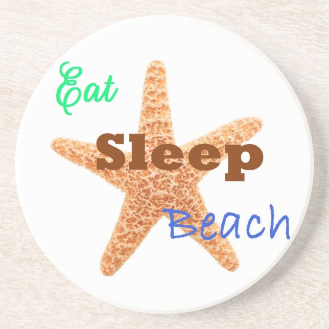 Eat Sleep Beach - Sandstein-Achterbahn Untersetzer (Vorne)