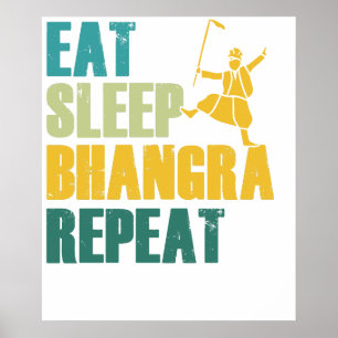 Eat Sleep Bhangra Repeat Lustiges Tanzen Punjabi Poster