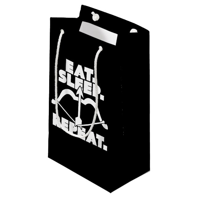 Eat Sleep-Bogen-Bogenschießen Kleine Geschenktüte (Vorderseite Schrägansicht)