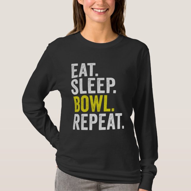 Eat Sleep Bowl Repeat Cricket Bowling T-Shirt (Vorderseite)