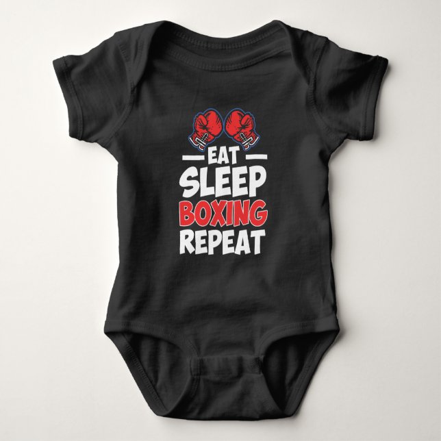 Eat Sleep Boxing Gloves Martial Arts Geschenk für  Baby Strampler (Vorderseite)